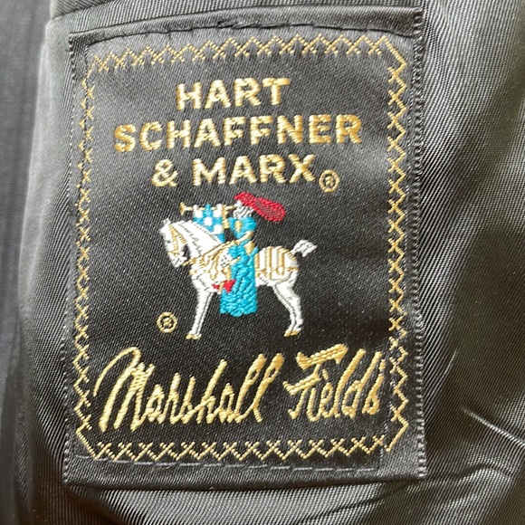 ⭐️Hart Schaffner Marx 42L Mens dbl breasted pure virgin wool black suit coat EUC - Picture 6 of 8